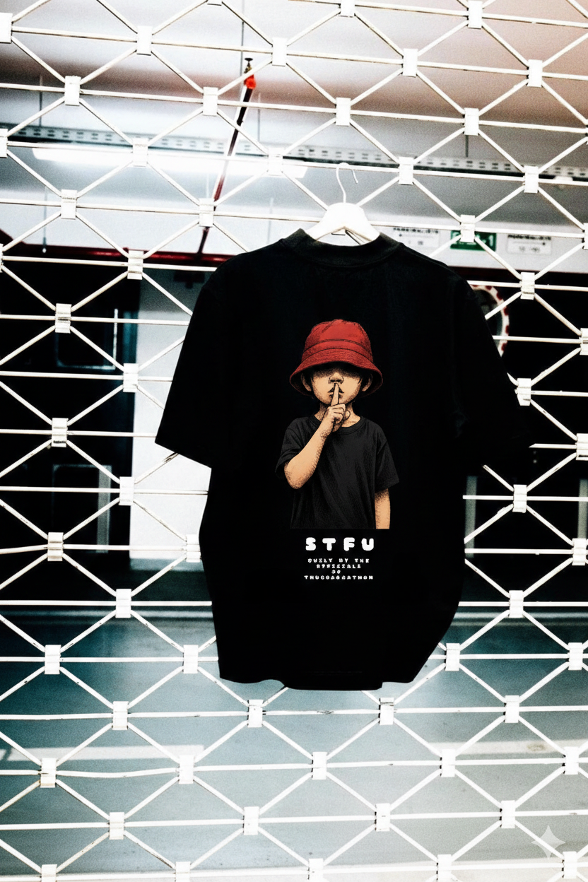 STFU Graphic Oversized T-Shirt for Men | Streetwear Back Print Tee