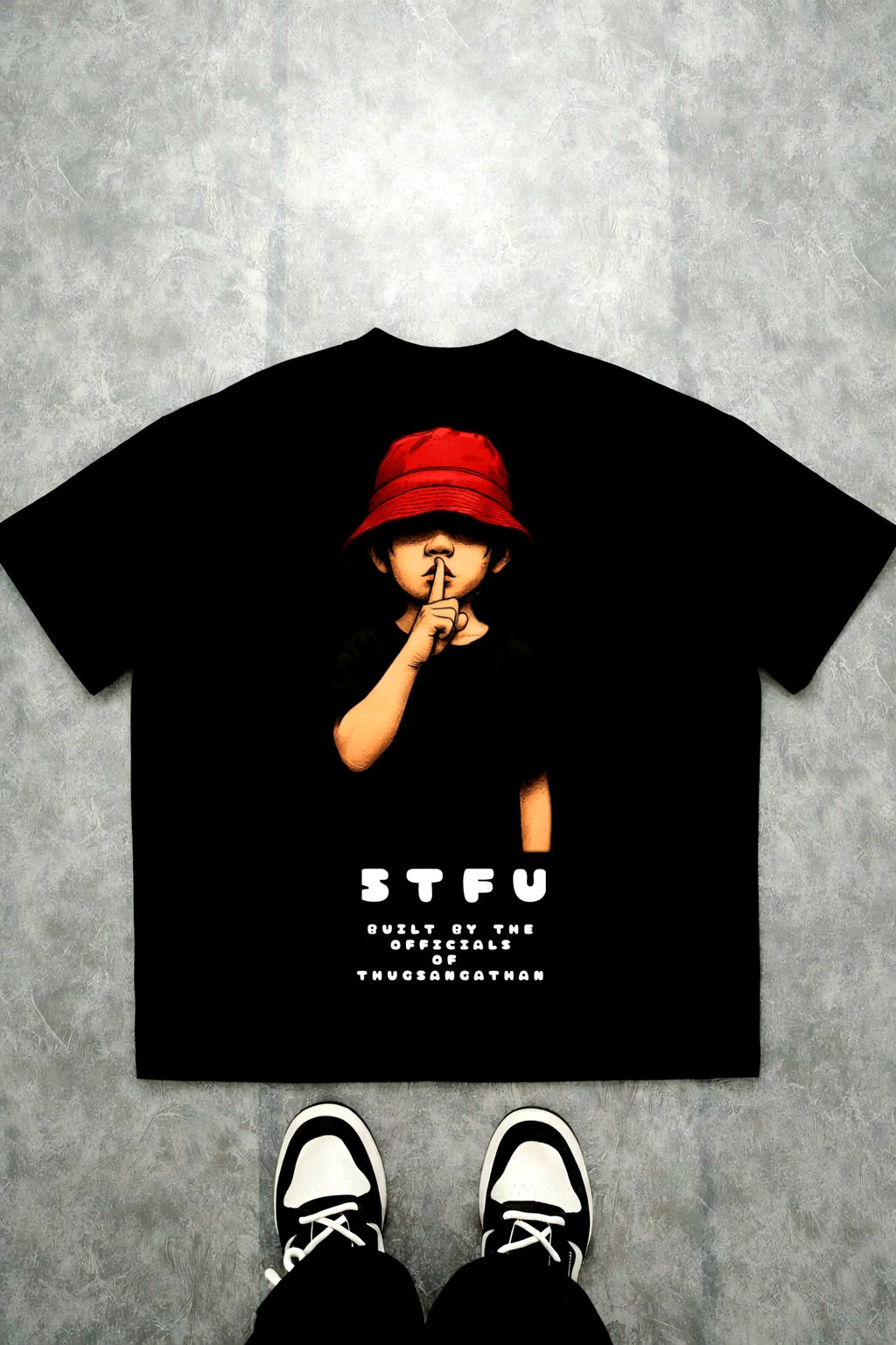 STFU Graphic Oversized T-Shirt for Men | Streetwear Back Print Tee