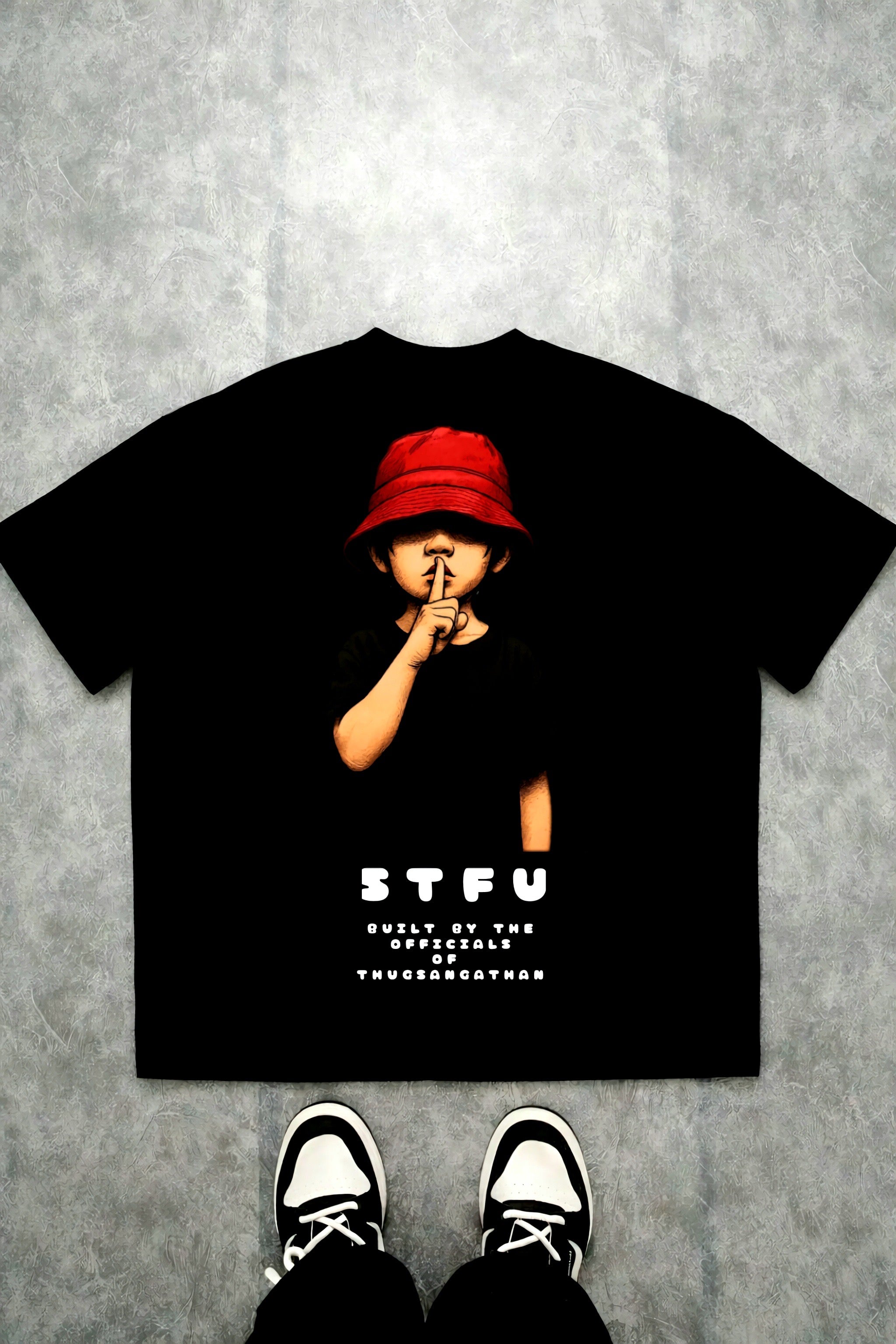 STFU Graphic Oversized T-Shirt for Men | Streetwear Back Print Tee