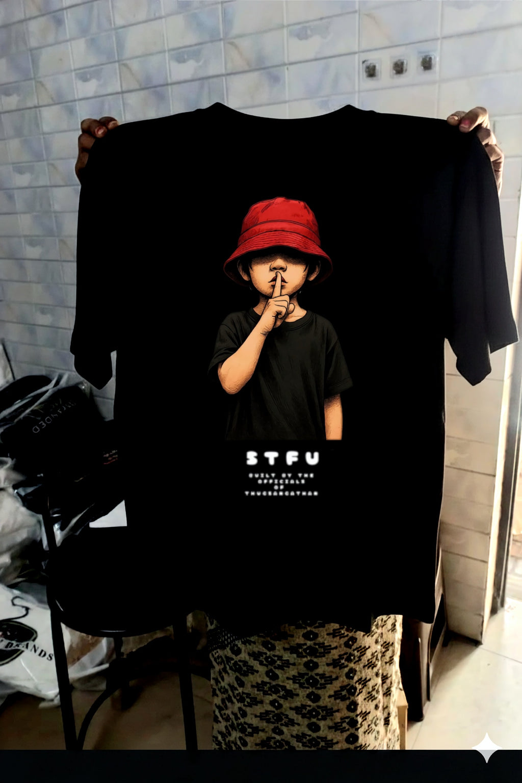 STFU Graphic Oversized T-Shirt for Men | Streetwear Back Print Tee